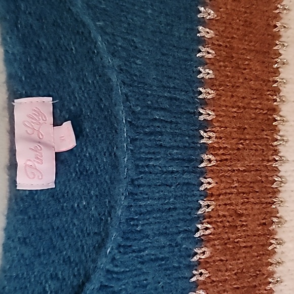 Pink Lily | Glitter Stripe Sweater Size XL - Picture 5 of 5